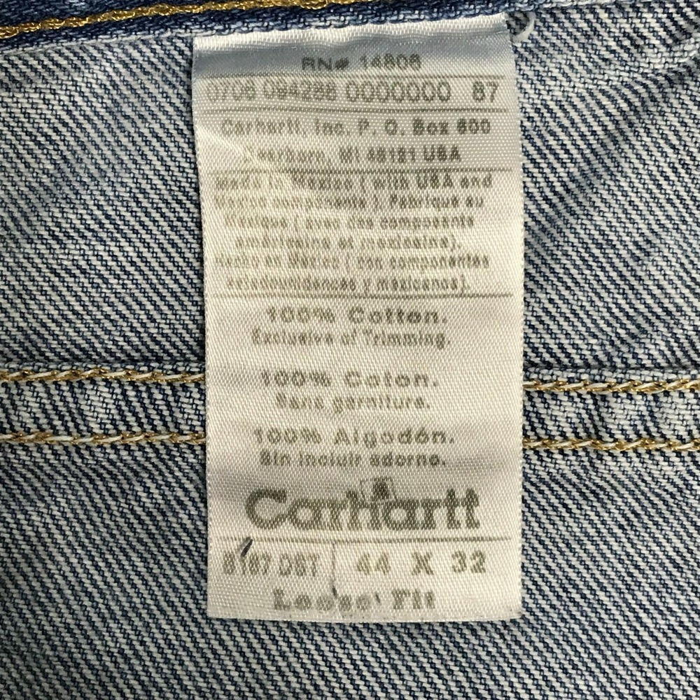 Carhartt Jeans Mens 44x32 Blue Denim Loose Fit Distressed  100% Cotton B167 DST - Picture 8 of 9